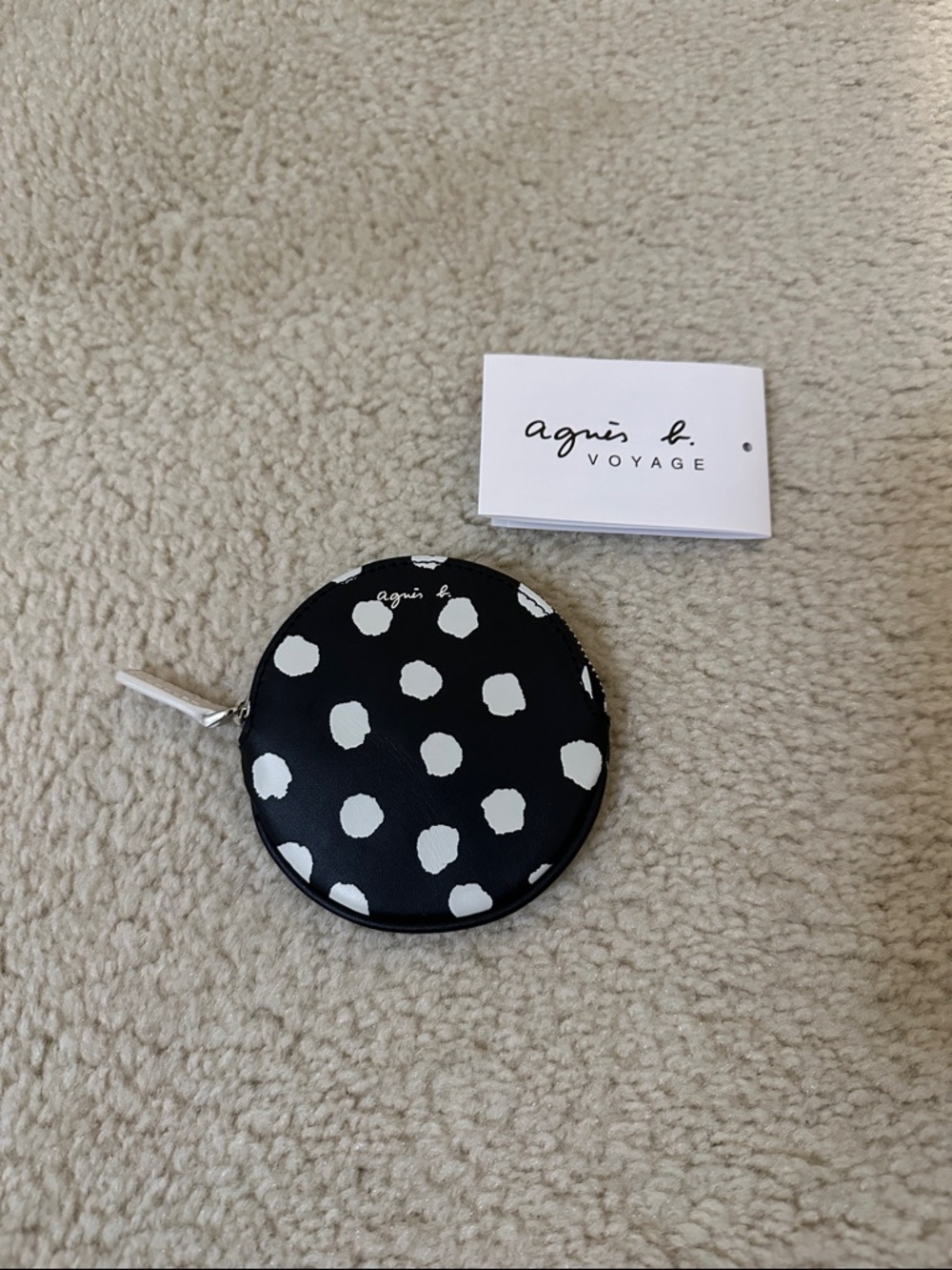agnès b. Black & White Polka Dot Coin Purse